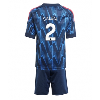 Billige Fotballdrakt Arsenal William Saliba #2 Replika Bortedraktsett Barn 2025-26 Kortermet (med bukser)